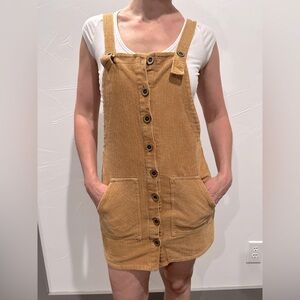 Forever 21 Tan Corduroy Overall Mini Dress, Sz Small